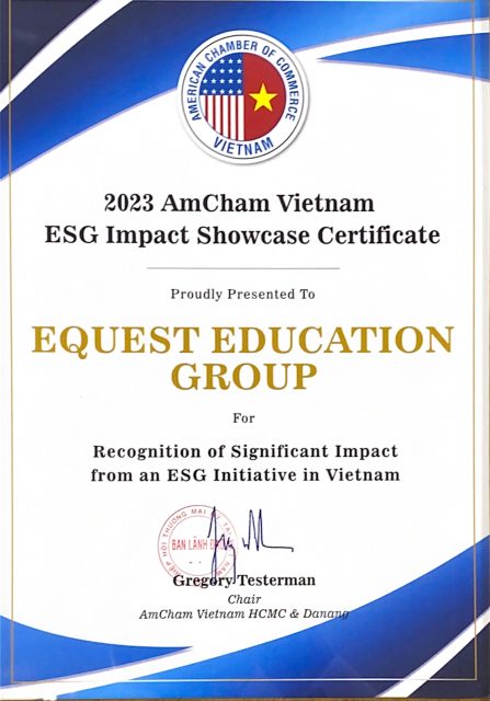 Năm 2023 là năm thứ 2 Amcham Vietnam trao tặng giải thưởng ESG Impact Showcase cho Tập đoàn EQuest