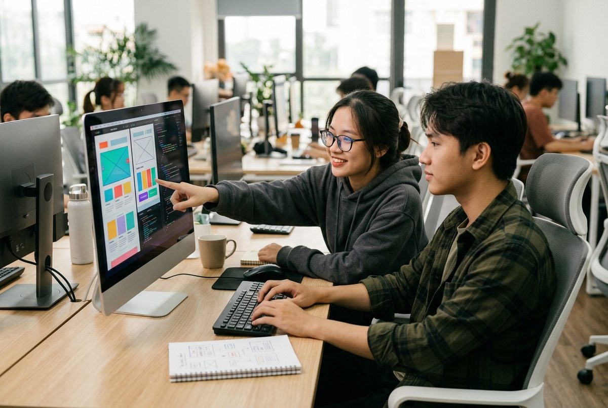 Sinh viên học thiết kế web (ảnh minh hoạ)